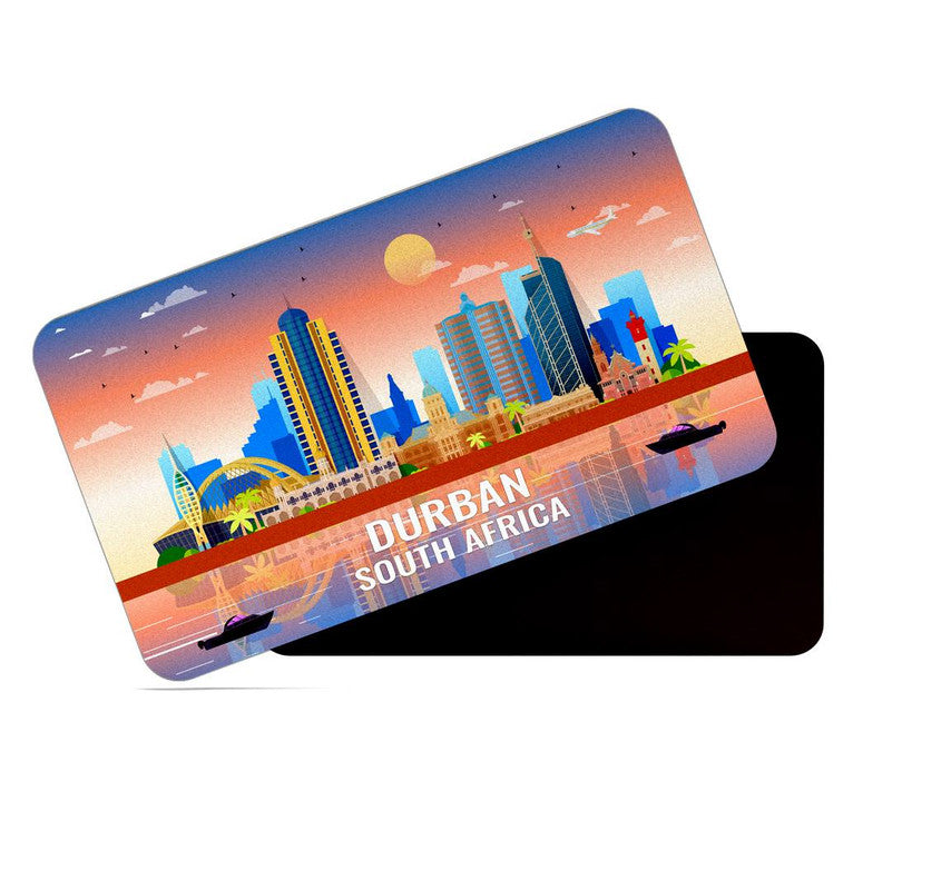 dhcrafts Rectangular Rubber Fridge Magnet / Magnetic Card Multicolor South Africa Durban Design Pack of 1 (8.6cm x 5.4cm)